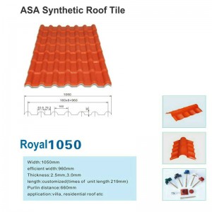 Royal1050 Vindem fabrică de acoperiș din țiglă din rășină sintetică ASA